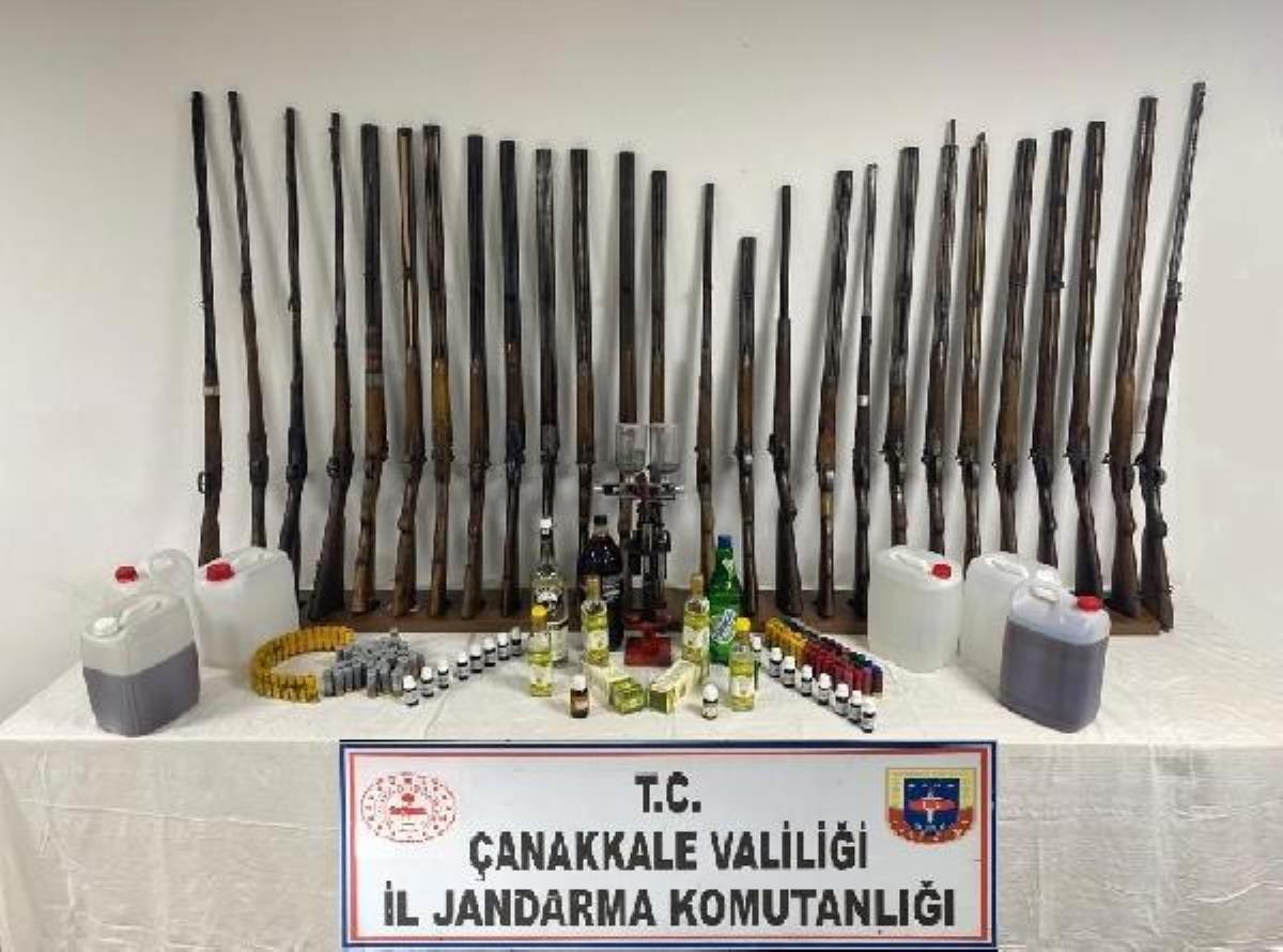 26 tüfek ve sahte içki ele geçirildi