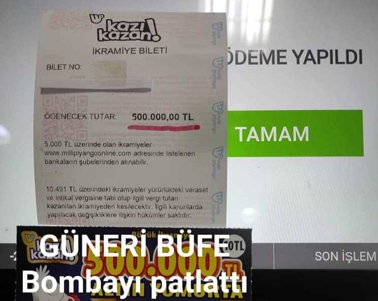 Bayramiç’te bir kişi kazı kazandan 500 bin TL kazandı