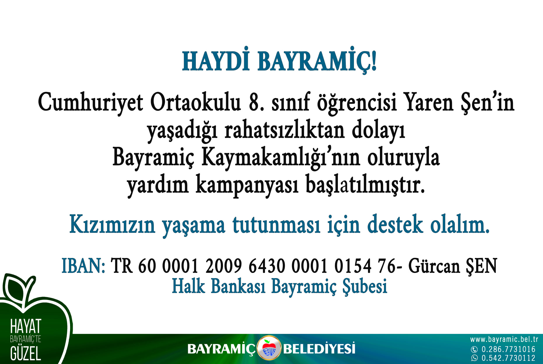 Çanakkale minik Yaren için birleşiyor