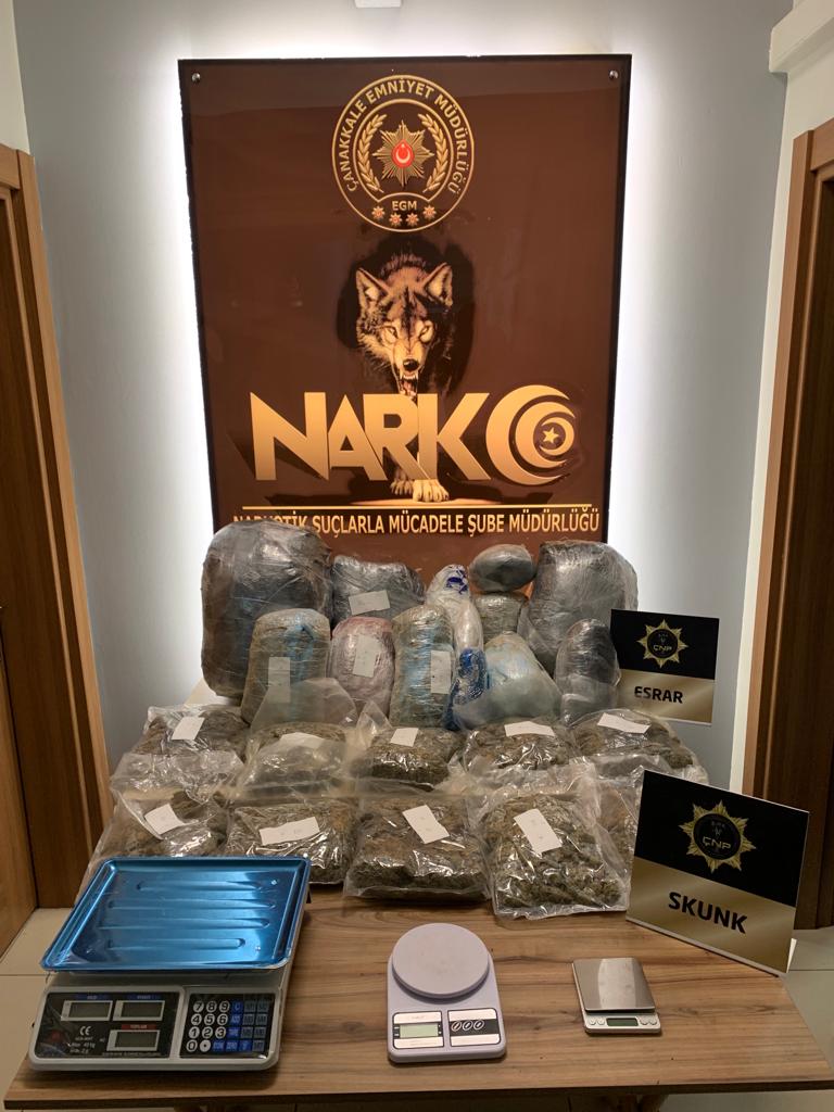 Çanakkale merkezli uyuşturucu operasyonu: 1 milyon 500 bin TL’lik uyuşturucu madde ele geçirildi