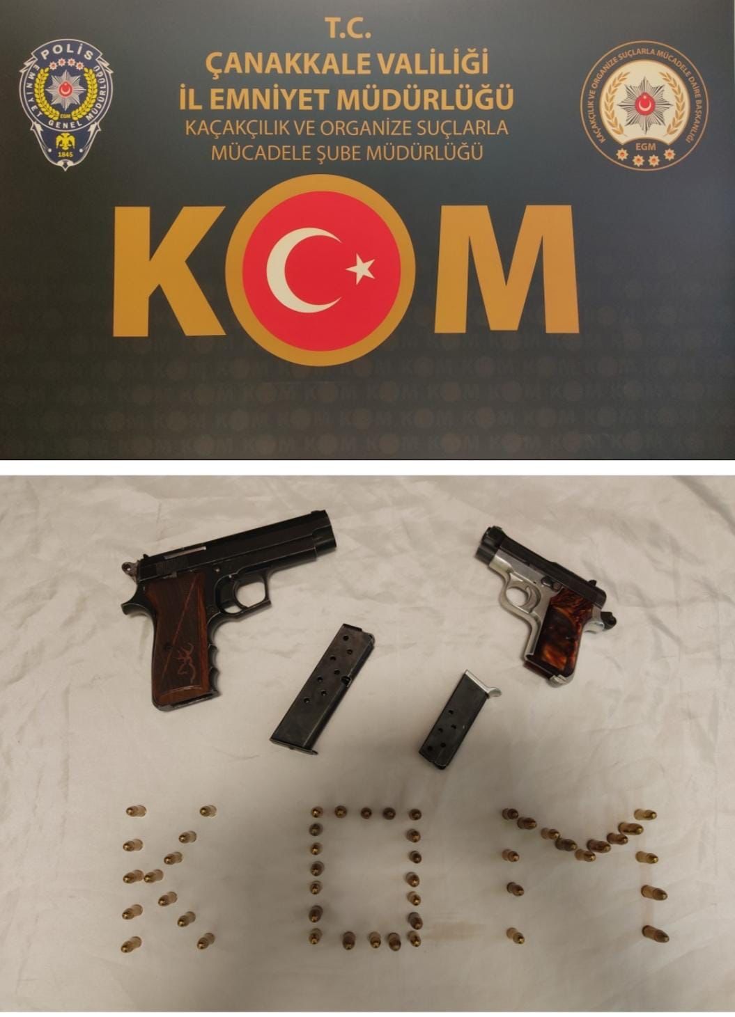 Şüphelenilerek durdurulan şahıstan 2 adet ruhsatsız tabanca ele geçirildi