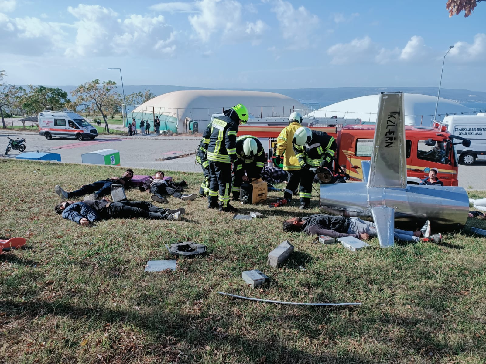 Çanakkale’de uçak kazası tatbikatı yapıldı