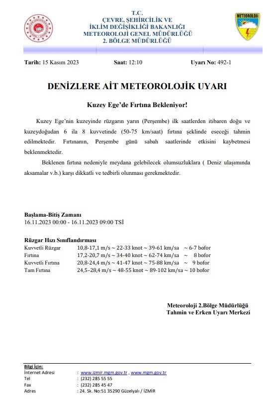 “Kuzey Ege’de Fırtına Bekleniyor!