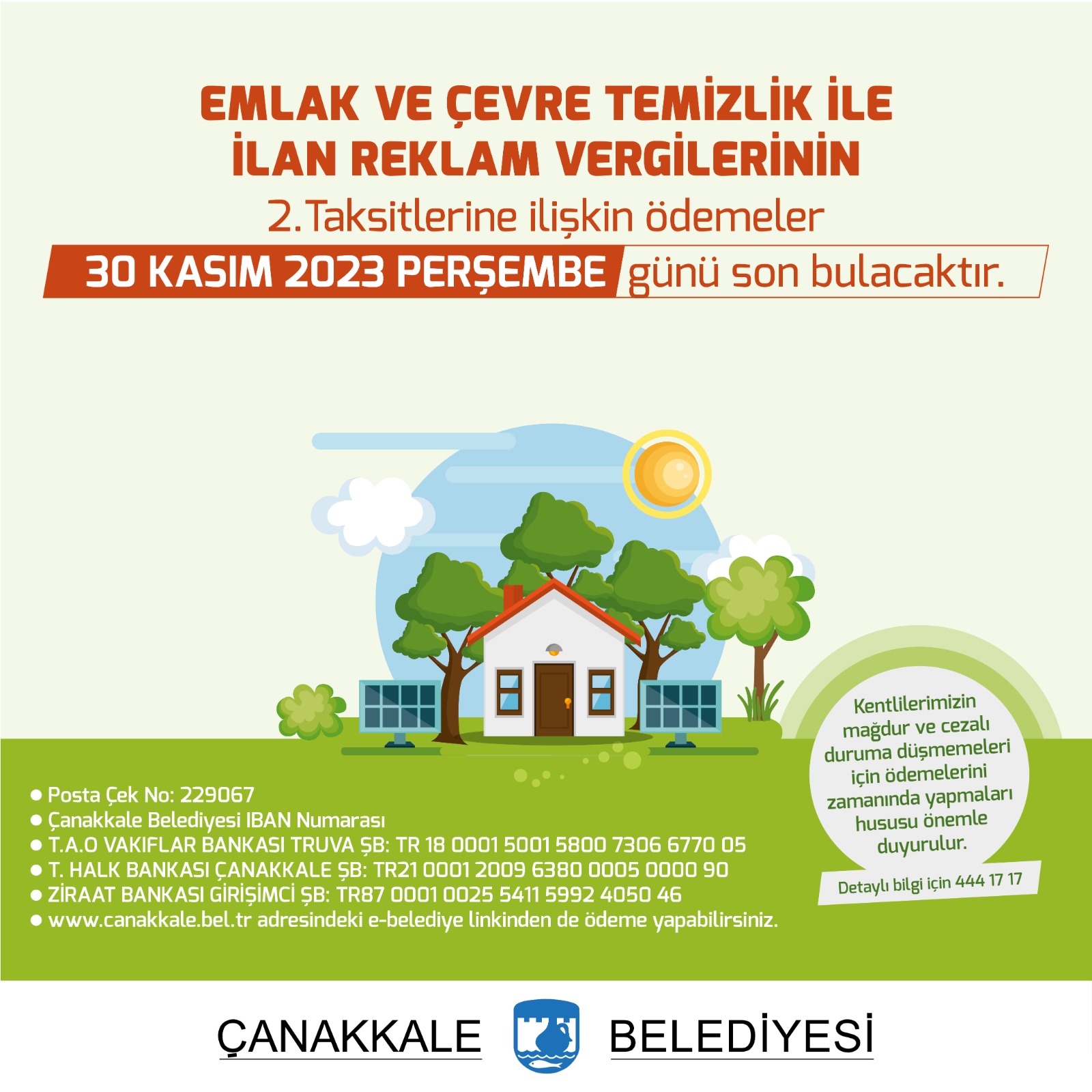 Emlak ve çevre temizlik vergisinin 2. taksiti 30 Kasım’a kadar ödenebilecek