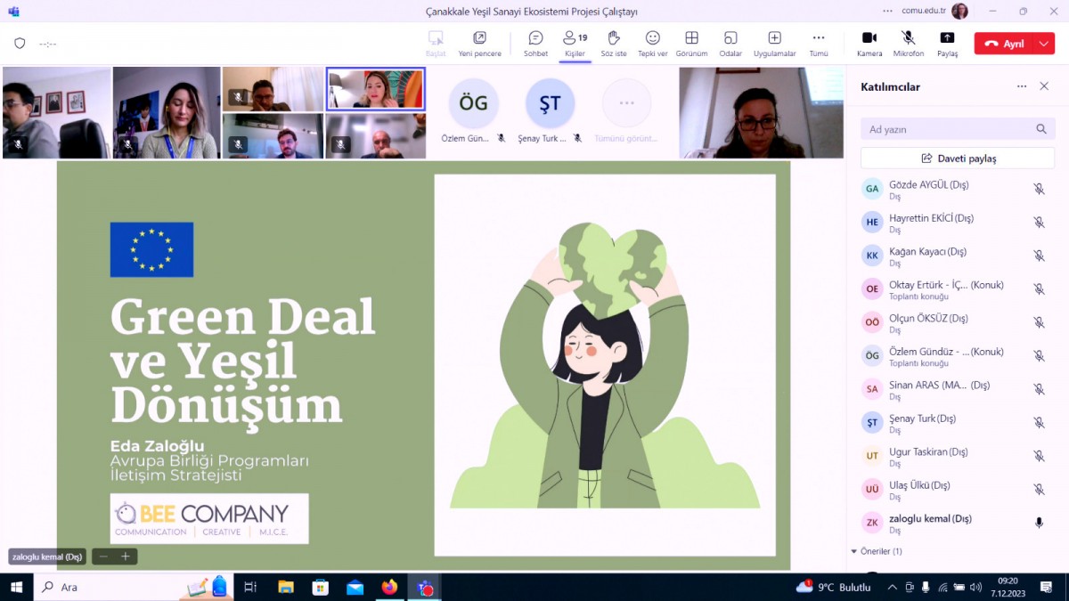 Çanakkale Yeşil Sanayi Ekosistemi Projesi Çalıştayı Gerçekleştiridi